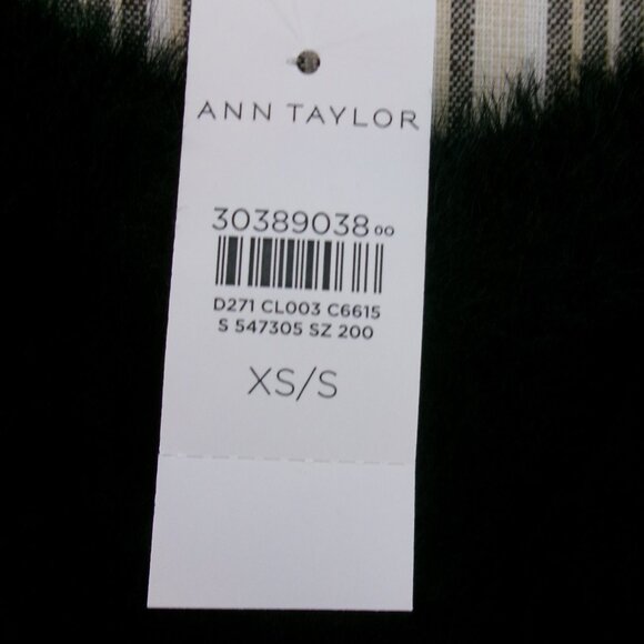 New Ann Taylor Soft Fuzzy Cream Brown Black Poncho Cream Brown Black XS / S NWT - Picture 10 of 12